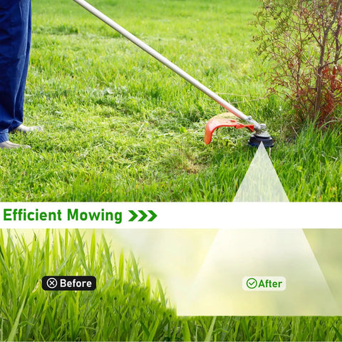 Person using trimmer with 10 Pack Weed Eater Spool Replacements For Black And Decker AF-100 And AF Series Trimmers on lawn.