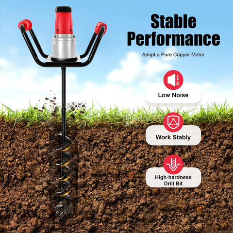 4 Inch Electric Post Hole Digger Auger Bit For Fence Posts And Planting Soils Heavy Duty Spiral Drill Attachment in use
