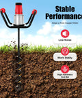 Electric Post Hole Digger Workhorse 1500W 1.6HP Earth Auger in action with 4 inch auger bit penetrating soil, highlighting features