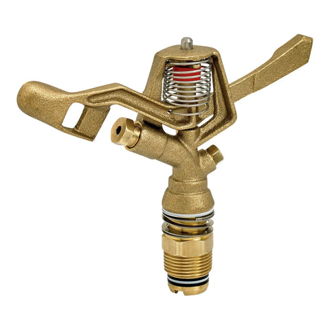 Brass Impact Sprinkler Head For Yard And Garden Full Circle Coverage Up To Fifty Seven Feet Heavy Duty Metal Irrigation Sprayer