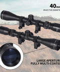 Rifle Scope 3-9x40 SFP With R4 Crosshair Reticle And Ring Mounts, showing 40mm objective lens in field