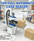 Full Automatic Double Flap Box Sealer With Servo Motor Self Adjusts To Carton Sizes Instantly For High Speed Logistics And Ecommerce Packaging Lines Handles Up To 1000 Boxes Per Hour Effortlessly in warehouse with boxes.