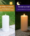 Solar Candles Outdoor Waterproof Flameless Pillar LED Lights Set Of 3 Dusk Till Dawn Auto On Off by day and night