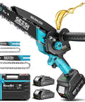 Dual-Bar Cordless Mini Chainsaw With 6 And 8 Inch Guide Bars, 1000W Brushless Handheld Wood Cutter, Auto Oiler, Two Batteries