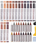 No Sweat Scratch Fix Kit 18 Color Wood Markers Plus Fillers For Furniture Laminate Hardwood Floors with scraper and towel.