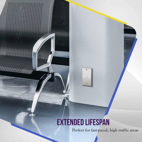 Heavy Duty Stainless Steel Blank Wall Plate 1 Gang 4.50 by 2.76 Inches, Corrosion Resistant UL Listed mounted on wall