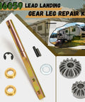 146059 Power Landing Gear Repair Kit for Fifth Wheel RV with shaft, gears, and bushings displayed on white background.