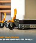 Heavy Duty Universal Mobile Tool Base With Swivel Casters, Adjustable Tool Dolly, low profile design, 400 lb capacity, close-up view