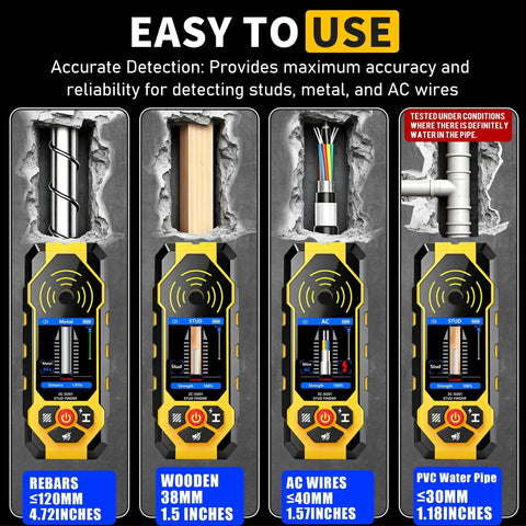 Heavy Duty 4 In 1 Stud Finder Wall Scanner Locates Wood Metal Piping And Live Ac Wire With No Fuss Scanning For Smooth Diy Upgrades And Knockout Accuracy Straight Up Every Time