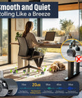 Woman using office chair with 2-Inch Desk Chair Caster Wheels Set Of 5 For Carpet And Hardwood Floors, Smooth Quiet Rollers