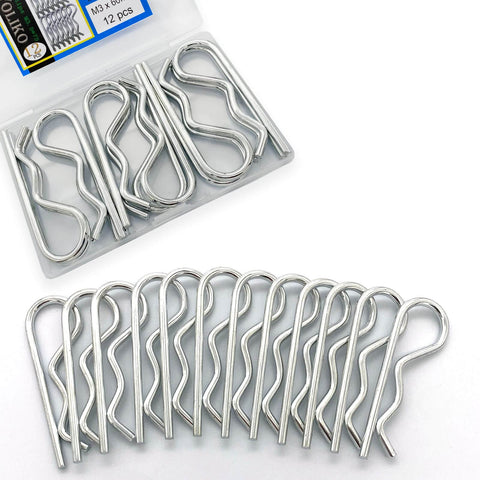 Beefed-Up Heavy Duty Hitch Pins 12 Pack With Spring Retaining R Clips M3x60mm For Trailers Tractors Lawn Mowers Carts And Trucks
