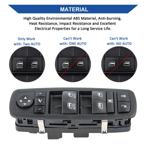 Driver Side Power Window Switch Replacement For 2012 To 2015 Dodge Grand Caravan Town And Country And 2013 To 2015 Ram 1500 2500 2015