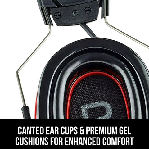 Canted ear cup of Gel Cushions Bluetooth Hearing Muffs With Active Mic 26 dB NRR For Serious Noise Protection