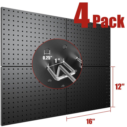 Heavy Duty Metal Pegboard Panels Four Pack With Fifty Hooks For Garage Workshop Office Or Craft Room Rust Resistant Steel Wall Organizer 16 By 12 Inches Tough As Nails Tool Storage For Workbench And More