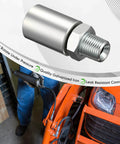 Close-up of Inline Grease Gun Hose Swivel Connector With One Eighth NPT Threads For Manual Grease Guns Universal Fit