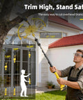 Man using Cordless Pole Saw 4-In-1 With Dual 6-Inch And 8-Inch Bars And 180 Degree Rotatable Trimmer in garden