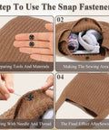 Easy Sew On Snap Buttons for Clothing and Accessories 8mm 10mm 12mm Metal Fasteners Press Studs for sewing process steps