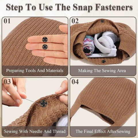 Easy Sew On Snap Buttons for Clothing and Accessories 8mm 10mm 12mm Metal Fasteners Press Studs for sewing process steps