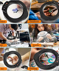 People using 15X Magnifying Desk Lamp With Clamp And Base, 5 Color Modes And 10-Level Brightness for embroidery, jewelry, and repair.