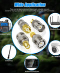 BNC To SMA Adapter Kit Gold Plated 50 Ohm Radio Antenna Adapter For SDR CCTV Ham Radio, showing multiple connectors in use.