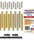 12 Pack Brass Door Hinge Repair Kit For Stripped Screws with screws, brass inserts, drill bit, and bits for door repair