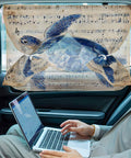 Blue Turtle Watercolor Car Curtain Set For Side Windows Magnetic Double Layer Blackout Shade With Mesh Privacy 26 By 20 Inches