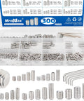 300Pcs Metric Set Screws Assortment Kit With 24 Sizes M3 To M8, Stainless Steel Internal Hex Drive Grub Screws, 3mm To 16mm Lengths