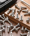 50 Pcs 1/4-20 By 3/4 Inch Heavy-Duty Hex Head Screws Bolts Stainless Steel 304 18-8 Fully Threaded External Hex Drive Plain Finish Silver Bulk Pack