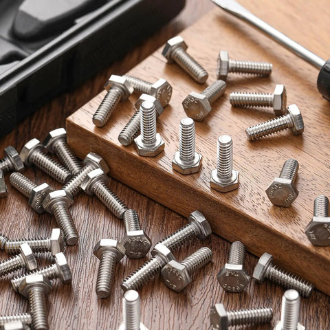 50 Pcs 1/4-20 By 3/4 Inch Heavy-Duty Hex Head Screws Bolts Stainless Steel 304 18-8 Fully Threaded External Hex Drive Plain Finish Silver Bulk Pack