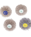 Four Piece Nylon Wheel Brush Set With 80 120 180 240 Grit, Abrasive Grinding Heads On 6mm Threaded Shanks, Built For Rust Removal And Paint Prep