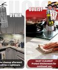 Comparison of two kitchen fire extinguishers, highlighting easy cleanup with the OUGIST Class K Kitchen Fire Extinguisher, 40 Fl Oz
