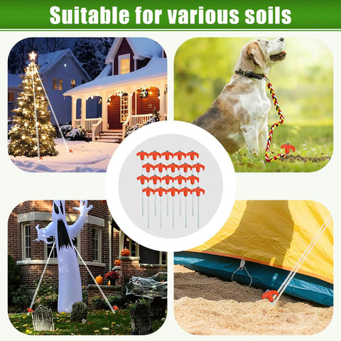 Heavy Duty 20 Pack Screw In Tent Stakes 8 Inch Ground Anchors With Hex Head Driver securing tents, a dog leash, decor.