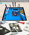 Helping Hands Soldering Station With Soldering Mat And Six Flexible Arms Third Hand Tool on a wooden worktable