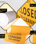 Pro Grade Janitorial Bundle With Heavy Duty Trash Can Caddy Bag And Expandable Closed For Cleaning Sign Durable Vinyl Organizer