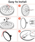 12 Inch Convex Safety Traffic Mirror installation guide showing six easy steps for mounting and setup.