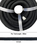 Rolled Half Inch Braided Polyester Arborist Rope 50 Feet Beefy Heavy Duty Low Stretch With High UV And Abrasion Resistance