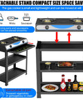 Image showing Two Burner Propane Gas Stove With Auto Ignition, Portable Stainless Steel Outdoor Kitchen Cooker with detachable stand.