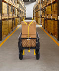 Heavy Duty Steel Garden Cart With Ten Inch All Terrain Tires On Wheels, 500 Lb Load Capacity, Removable Mesh Sides, And 180 Degree Rotating Handle in warehouse