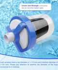 Inline Pool Leaf Canister Debris Catcher For Hayward W560 with Lexan see-through construction in blue and clear material.