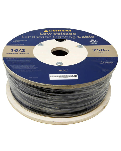 Low Voltage Landscape Lighting Wire 16 Gauge 2 Wire 250 Feet Weatherproof Direct Burial Stranded Cable for Spotlight Pathway Deck Lights