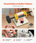 Heavy Hitter 1/2HP Bench Buffer Polisher Machine with Variable Speed Benchtop Grinder for polishing metal and wood surfaces.