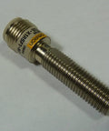 Inductive Proximity Sensor With 1.5 Millimeter Sensing Range PNP Output And 10 To 40 V DC Supply Cylindrical Housing RoHS Compliant Model E2E X1R5F1 M1 Proximity Sensor For Industrial Automation showing threaded cylindrical housing.