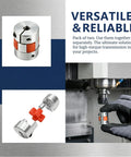 Beefy Dual Pack 5Mm To 8Mm Flexible Shaft Coupling Aluminum Plum Spider Jaw Coupler, shown in close-up and installation view.