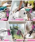 Heavy Duty Pressurized Handheld Steam Cleaner With 12 Piece Attachment Kit cleaning kitchen, bathroom, grill, toilet, windows, and upholstery.