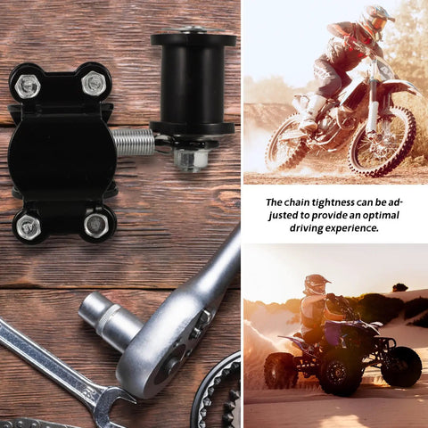 Black Iron Chain Tensioner Kit For Off Road Motorcycle Roller Guide Adjuster Enhances Safety and Performance With Super Easy Installation And No Special Tools Needed For Your Ride, black metal parts