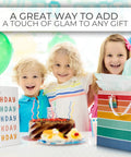 Children with Birthday Gift Bags Set Of 2 Large 16 Inch Gift Bags With Handles Includes Matching Tissue Paper Cards And Stickers