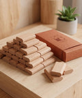 Wooden Mortise Tenon Set For Cabinet Making And Furniture Repair 100 Pack With Accurate Fit And Smooth Installation Brown Wood Frame Connectors on table