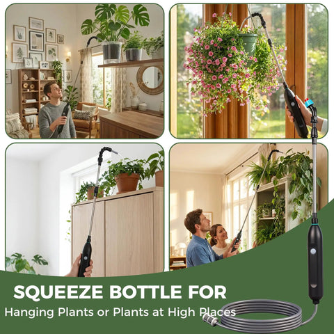 Rechargeable Cordless High Reach Plant Waterer With Telescoping Wand from 25.6 to 33.4 Inches watering hanging plants indoors