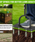Manual Lawn Aerator Spike Tool With Nine Two Point Two Inch Iron Spikes for deep soil aeration in yard garden care.