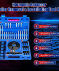 Blue Harmonic Balancer Puller Removal And Install Tool Kit open with components displayed